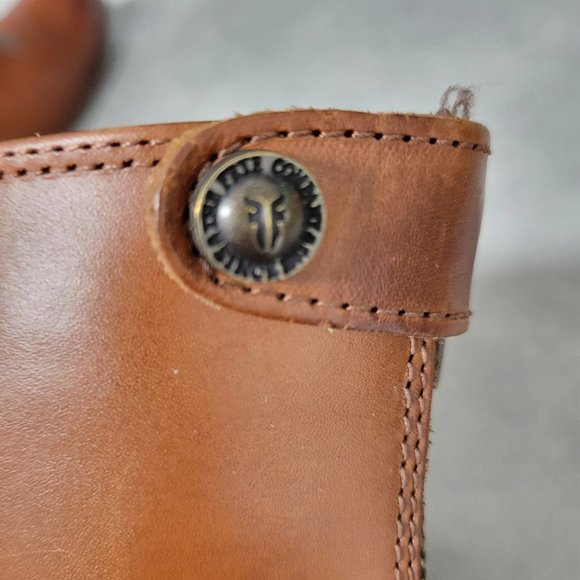 6 Frye Melissa Short Boots Tan Leather Zip Back with Strap and Snap Clos… - Picture 12 of 14